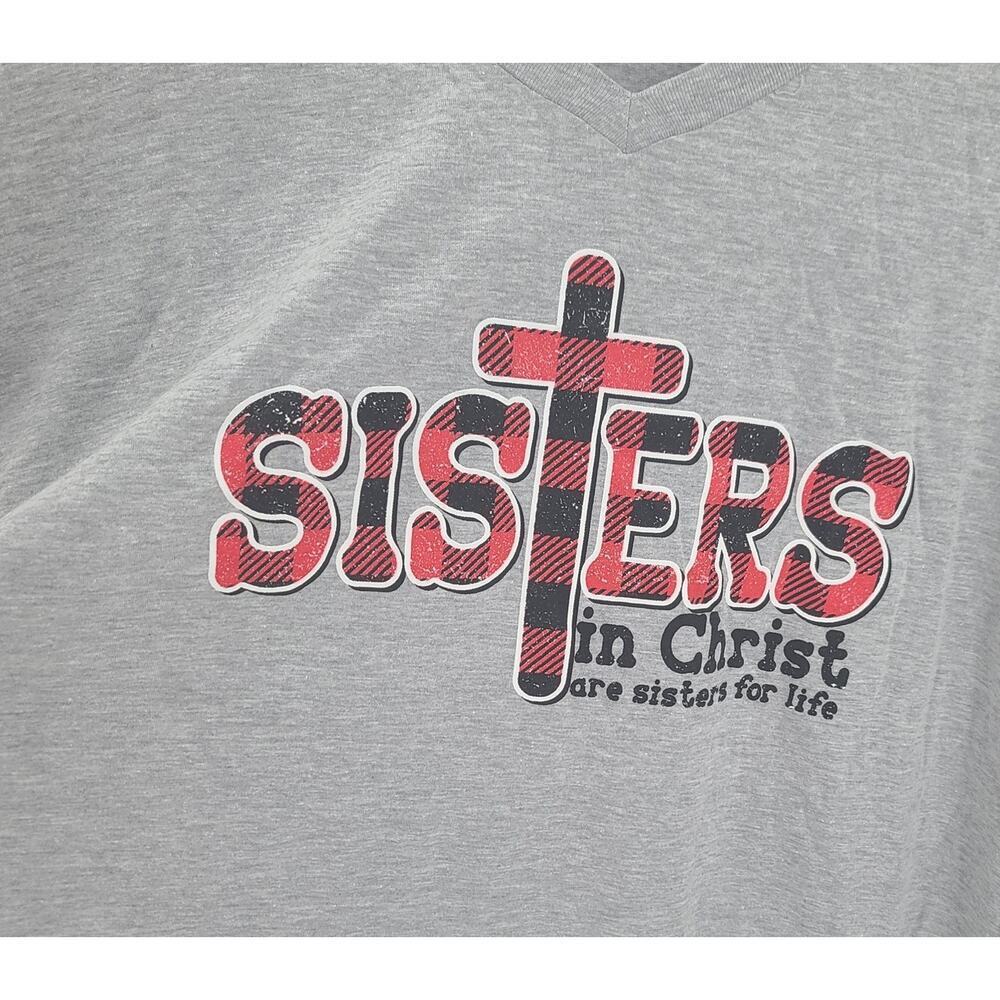 Christian tshirt Sisters in Christ  long sleeve shirt Grey size 3XL Christmas